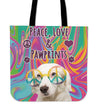 Peace Love and Pawprints Lab Tote Bag