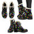 Abstract Pug Womens Faux Fur Leather Boots