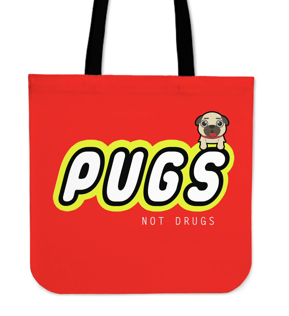 Pugs Not Drugs Spoof Red Tote Bag