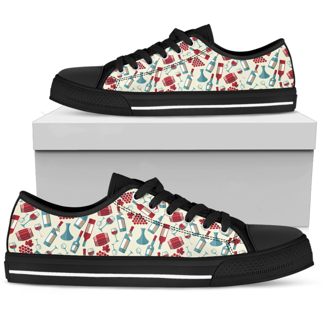 Wine Pattern Low Top Shoes