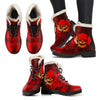 Fire Skull Womens Faux Fur Leather Boots