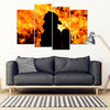Firefighter Silhouette 4 Piece Framed Canvas