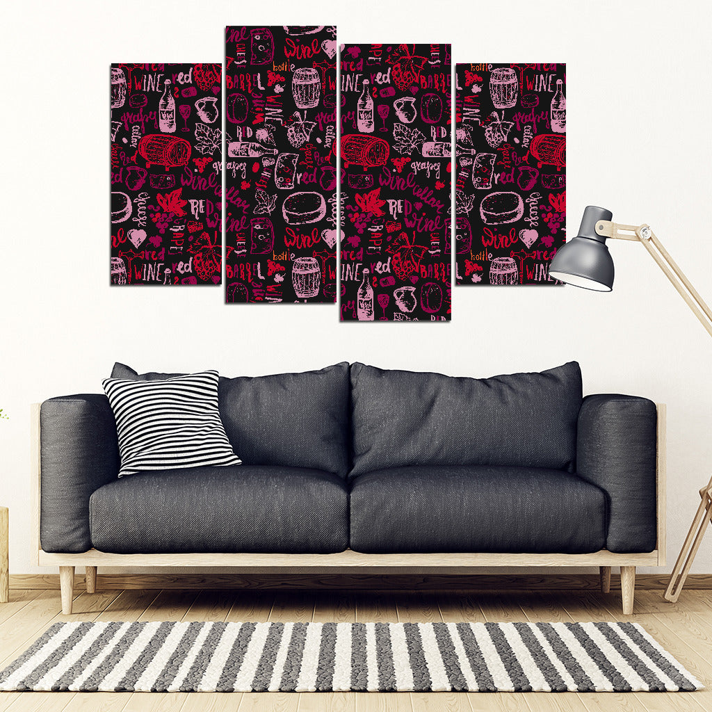 Red Wine 4 Piece Framed Canvas