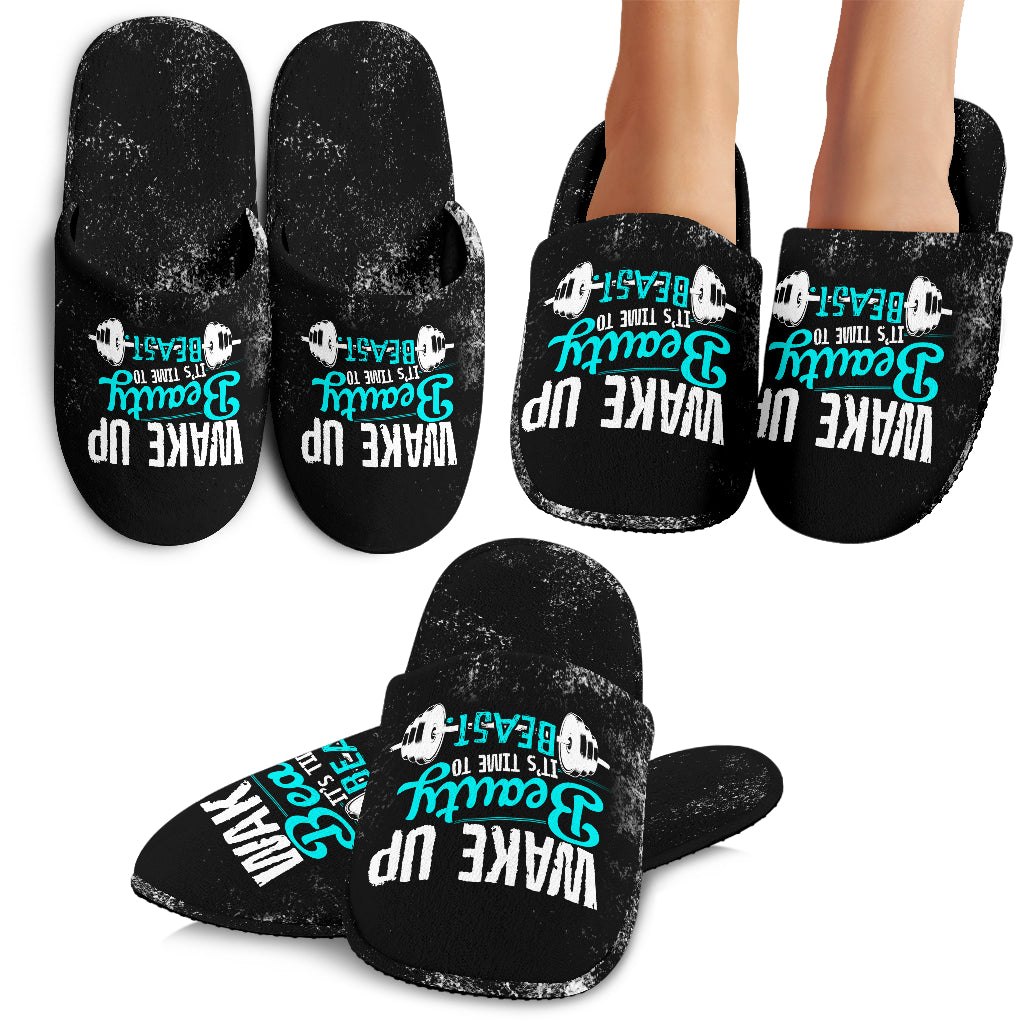 Wake Up Beauty Time To Beast Slippers