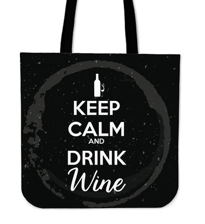 Keep Calm and Drink Wine-Maroon Tote Bag