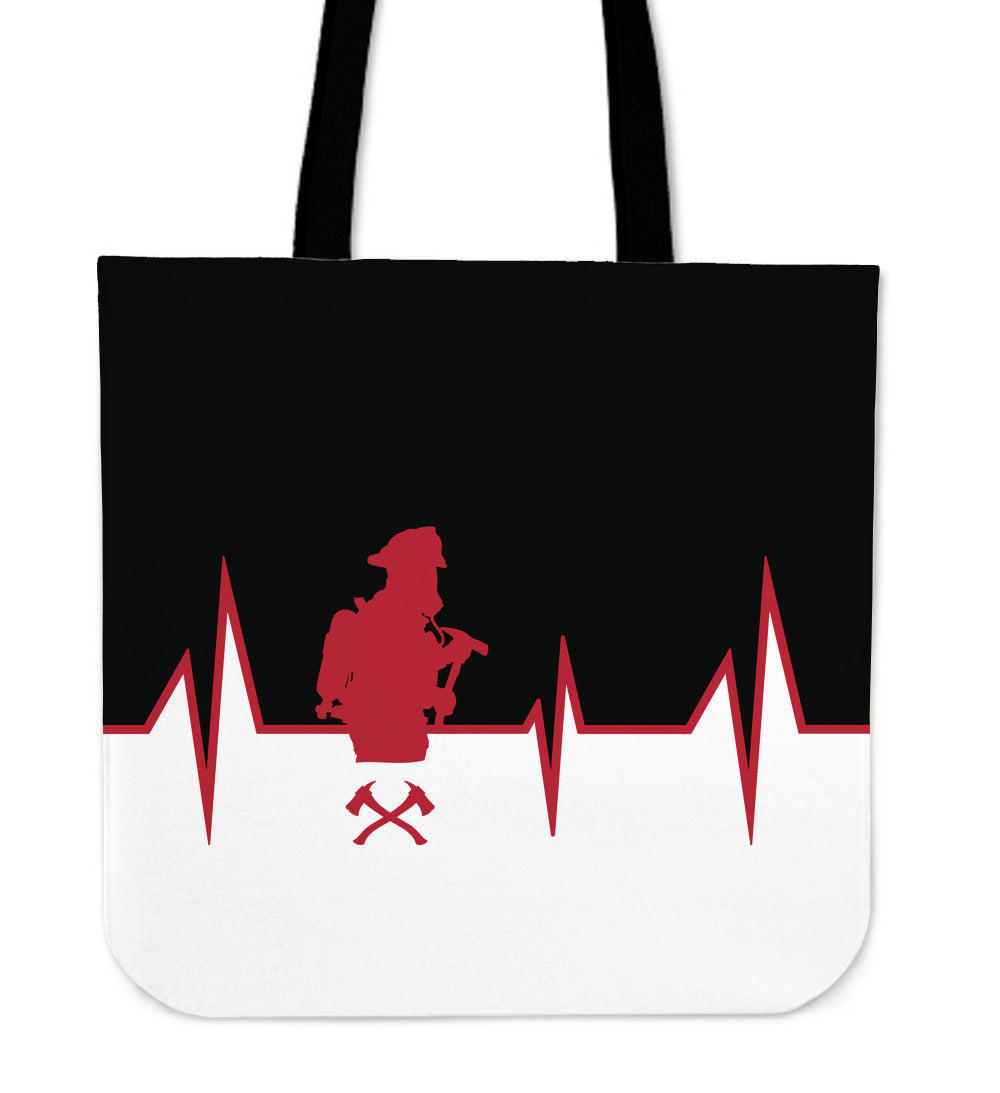 Firefighter Heartbeat Tote Bag