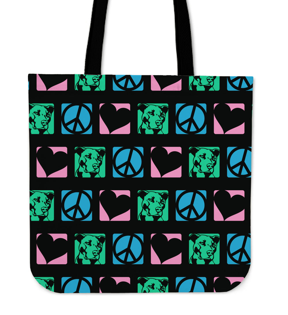 Peace Love Pit Bulls Tote Bag