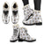 Pug Pattern Womens Faux Fur Leather Boots