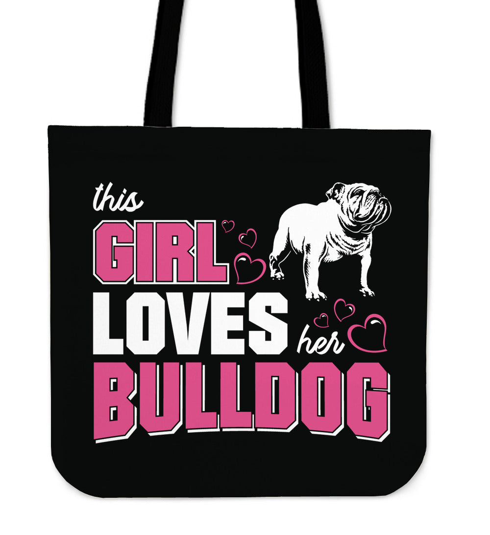 This Girl Loves Her Bulldog Tote Bag - KiwiLou