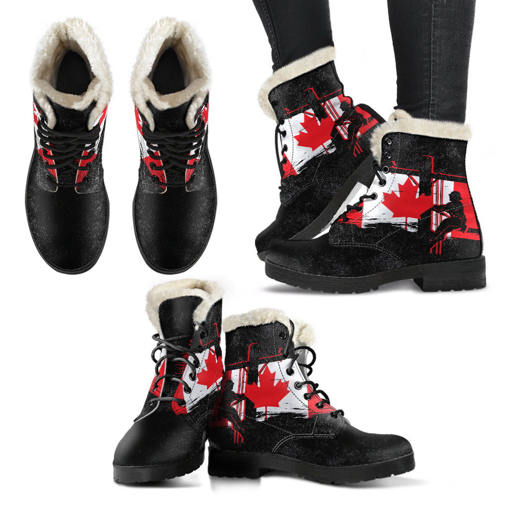 Canadian Lineman Mens Faux Fur Leather Boots