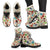 Wine Pattern Womens Faux Fur Leather Boots