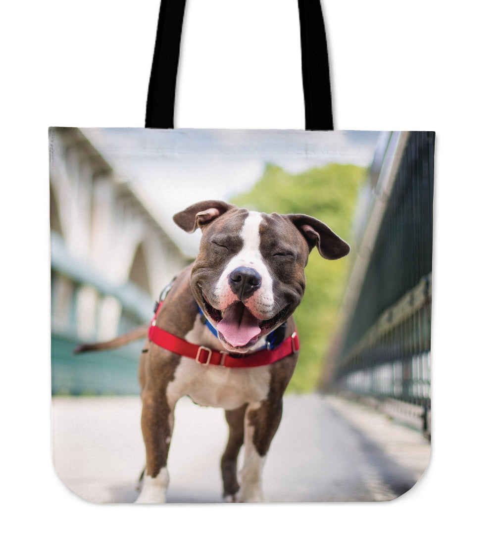 Smiling Pit Bull Tote Bag