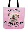 I Kissed A Bulldog Tote Bag