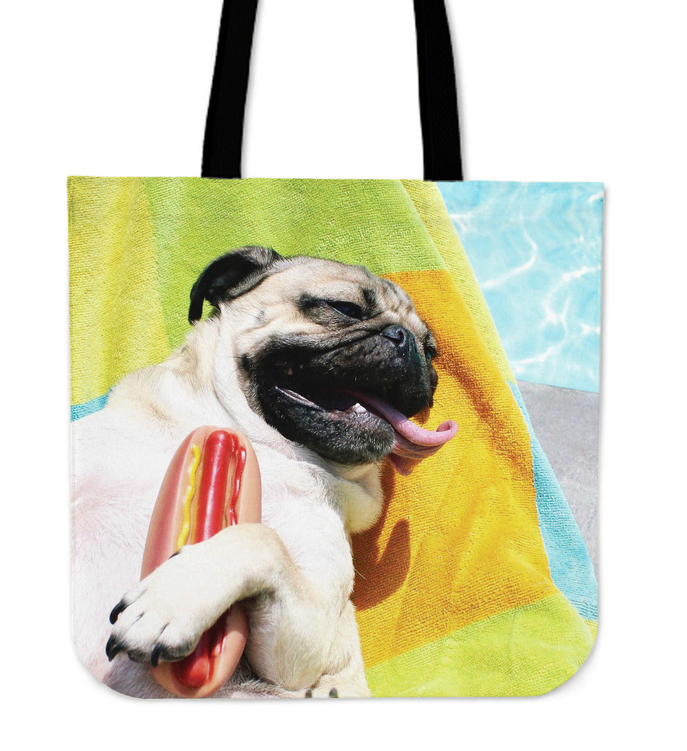 Lazy Pug By The Pool Tote Bag