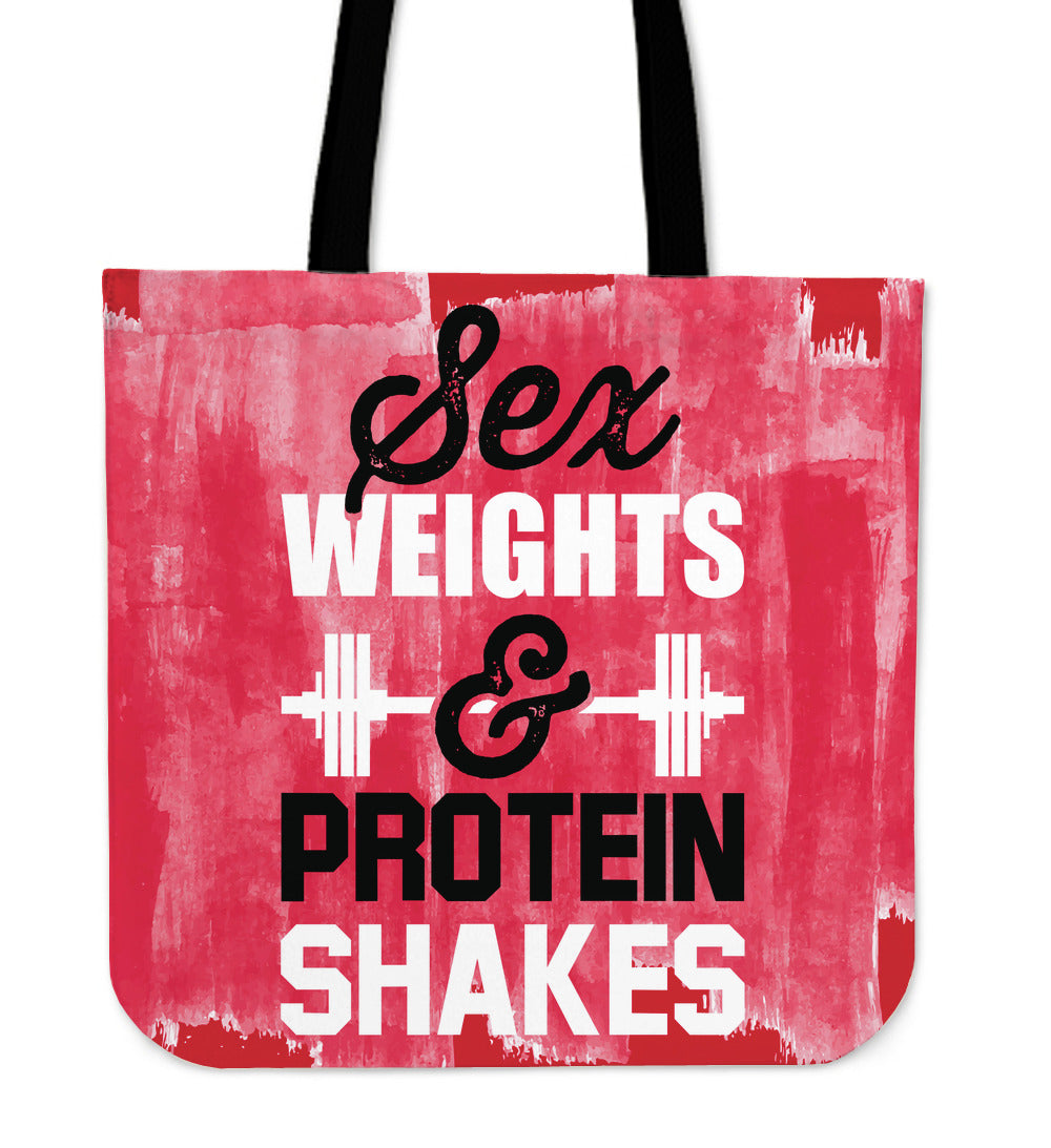 Sex Weights and Protein Shakes Tote Bag
