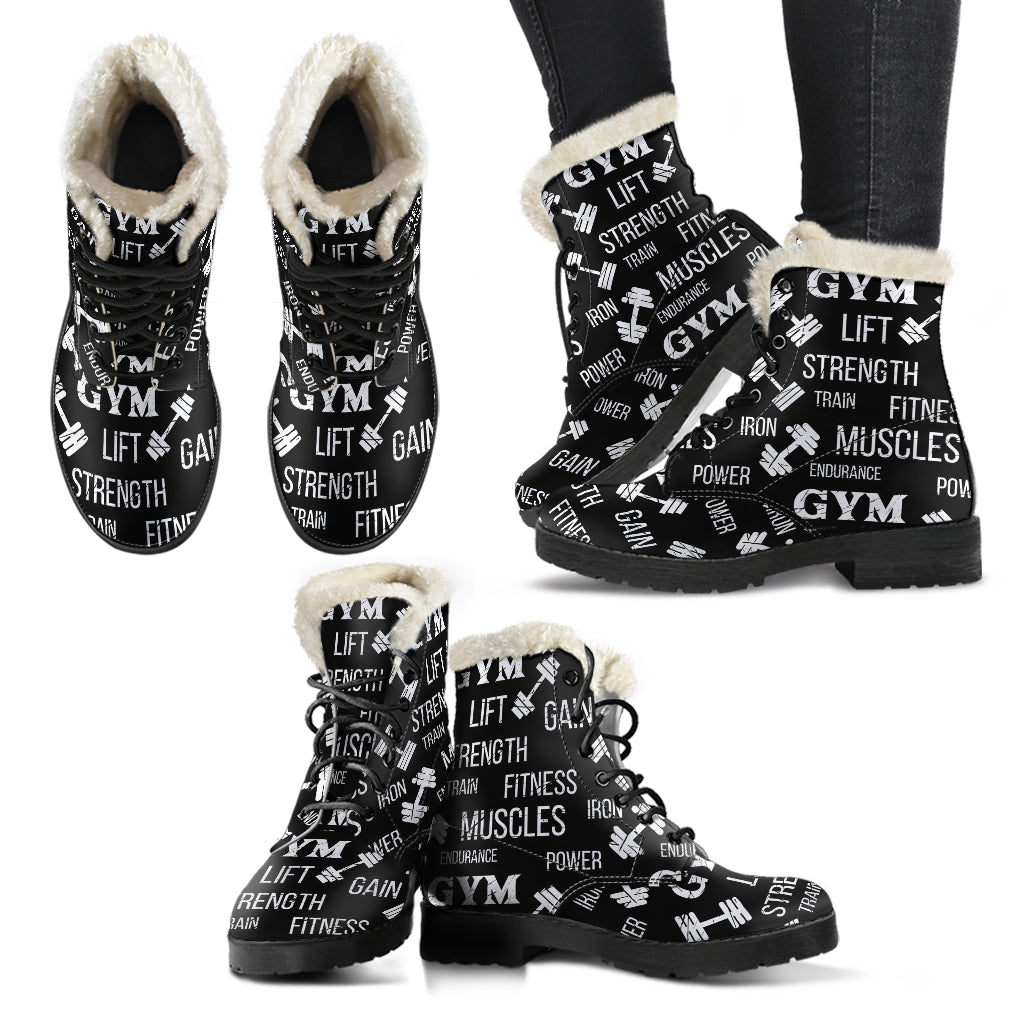 Gym Strength Womens Faux Fur Leather Boots