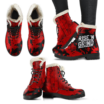 Rise N Grind Womens Faux Fur Leather Boots