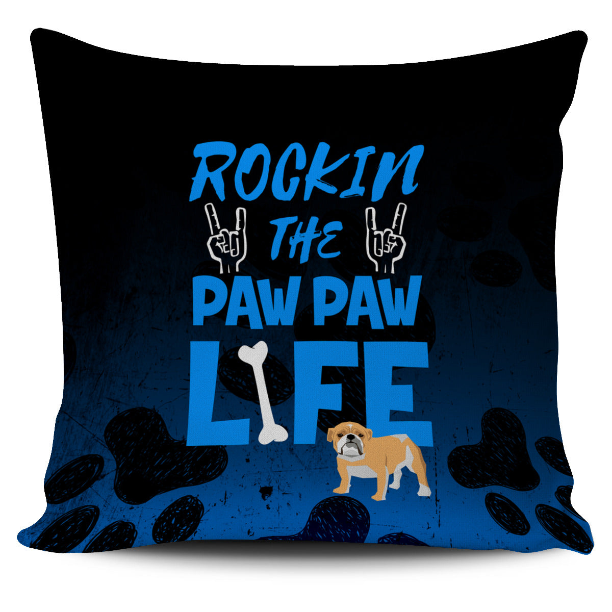 Rockin Paw Paw Bulldog Pillow Cover - bulldog bestseller