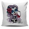 Skull Woman with Wine Pillow Cover