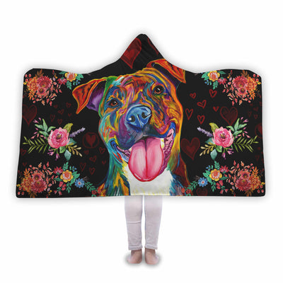 Colourful Pitbull Hooded Blanket