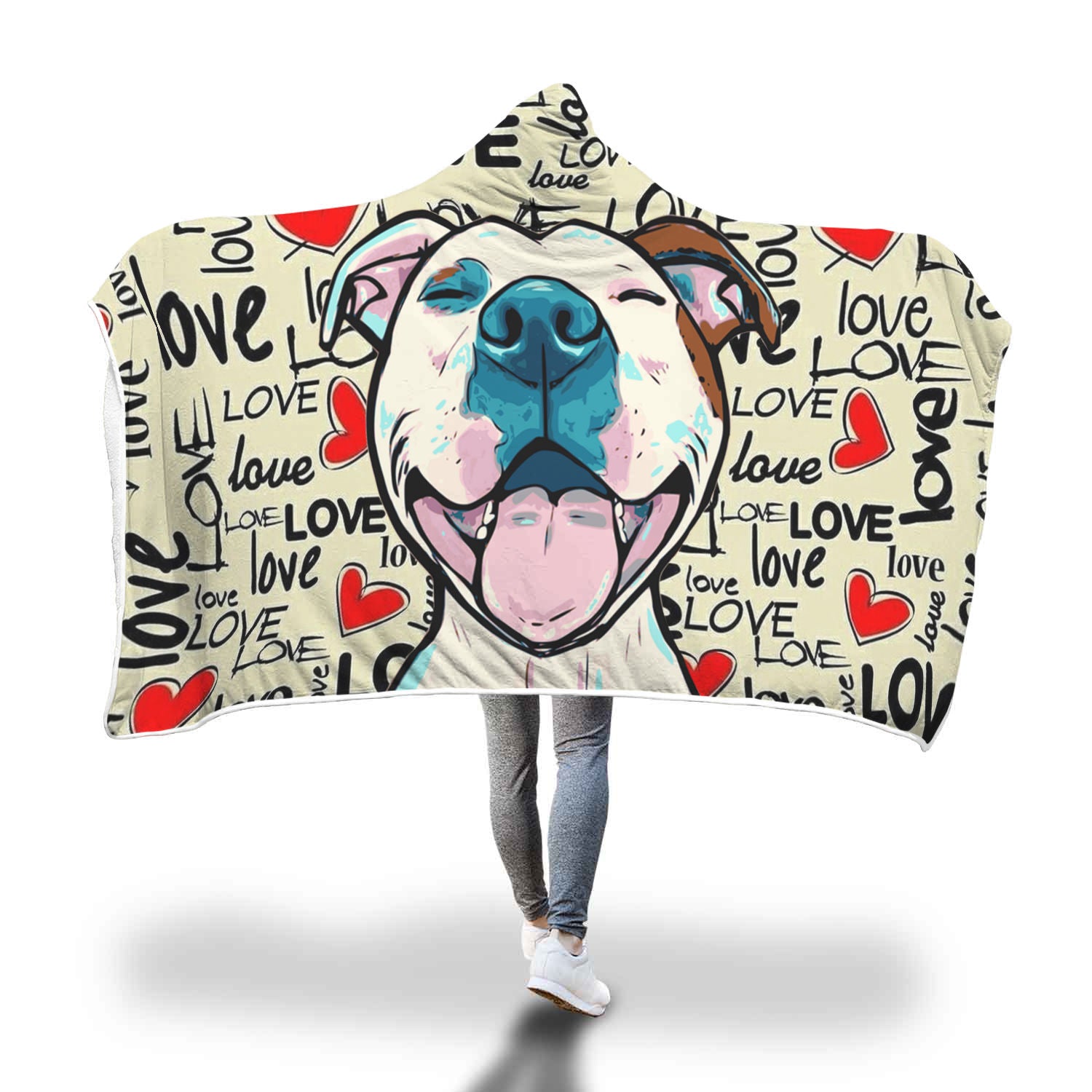Love my Pitbull Hooded Blanket