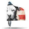 Pitbull Face American Flag Hooded Blanket