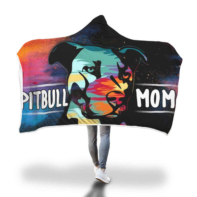Cute Pitbull Mom Hooded Blanket