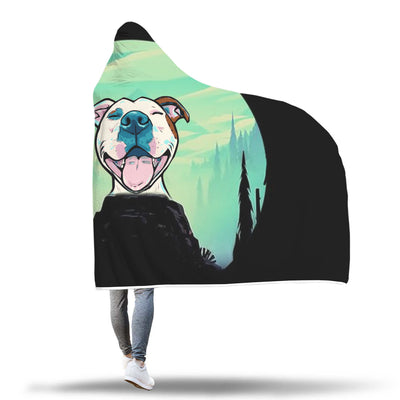 Retro face Pitbull Hooded Blanket