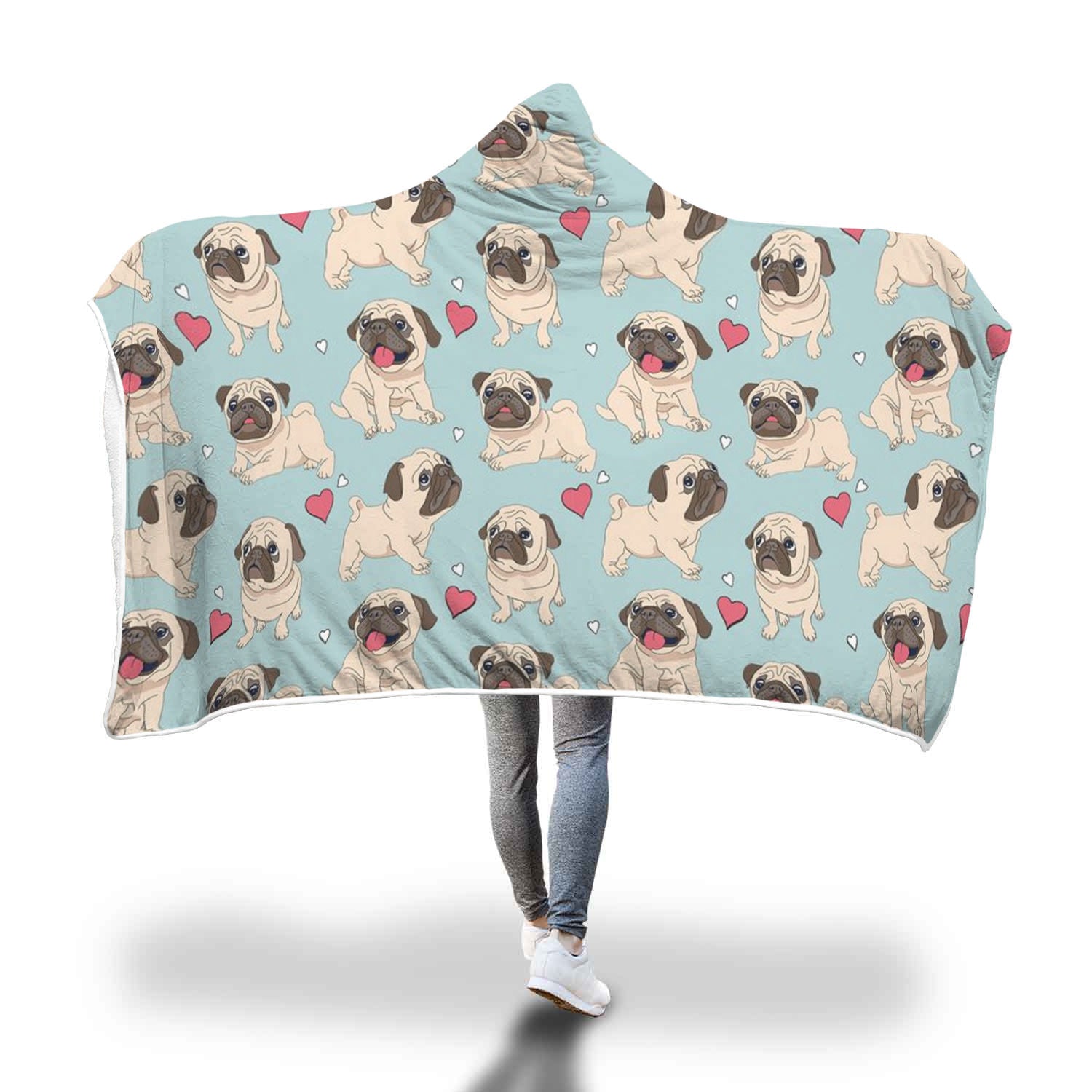 145 Cute Pugs Hooded Blanket