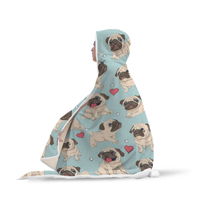 145 Cute Pugs Hooded Blanket