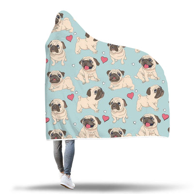 Cute Pug Hooded Blanket