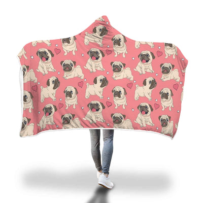 Cute Pugs Hooded Blanket