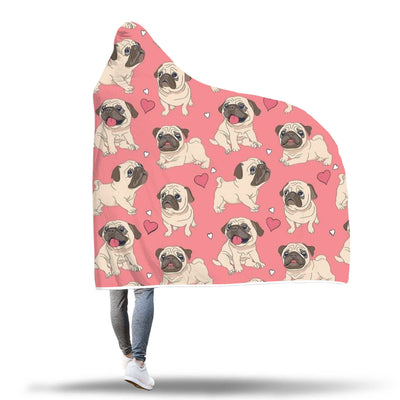 Cute Pugs Hooded Blanket