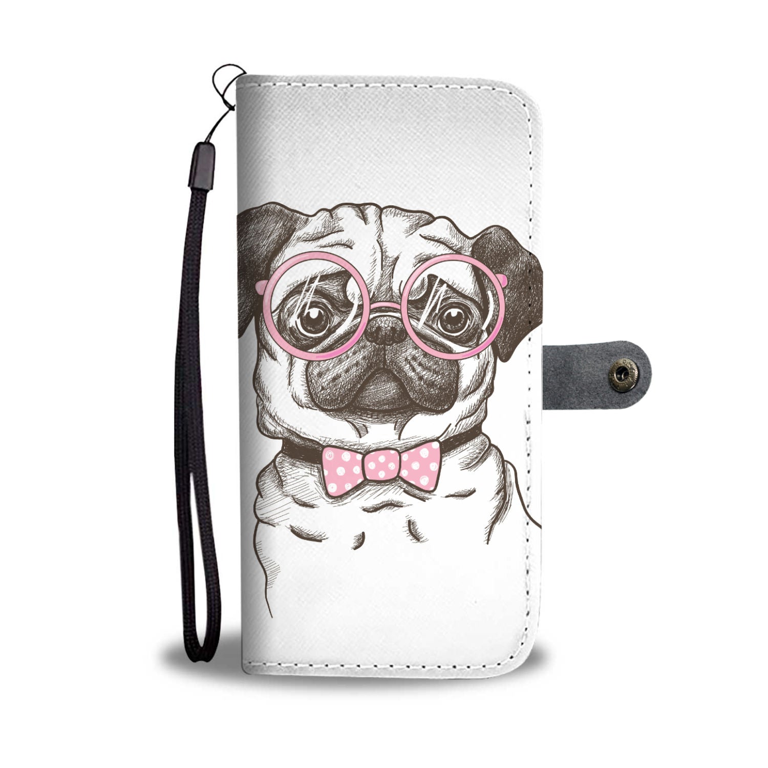 Pug With Glasses Wallet Phone Case - pug bestseller