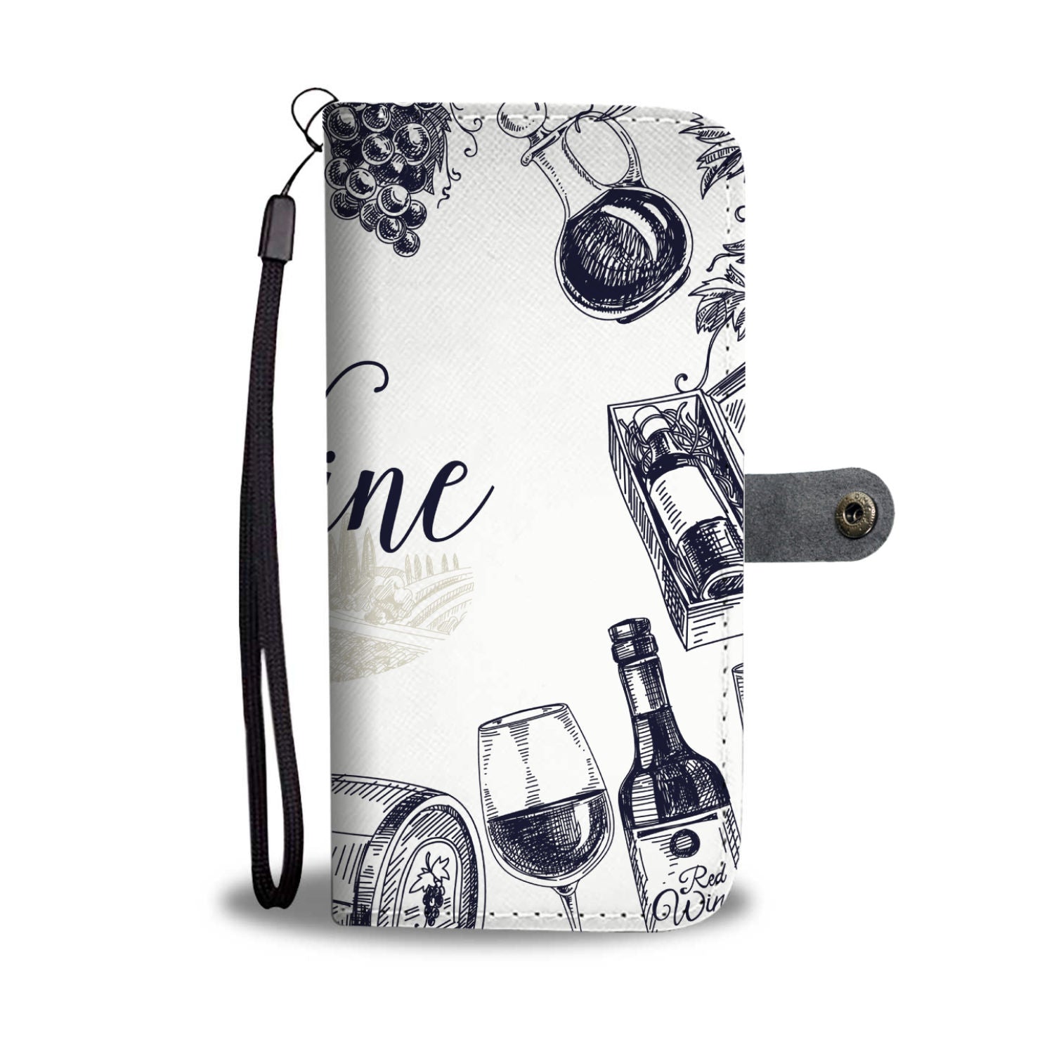 Wine Drawings Wallet Phone Case - wine bestseller