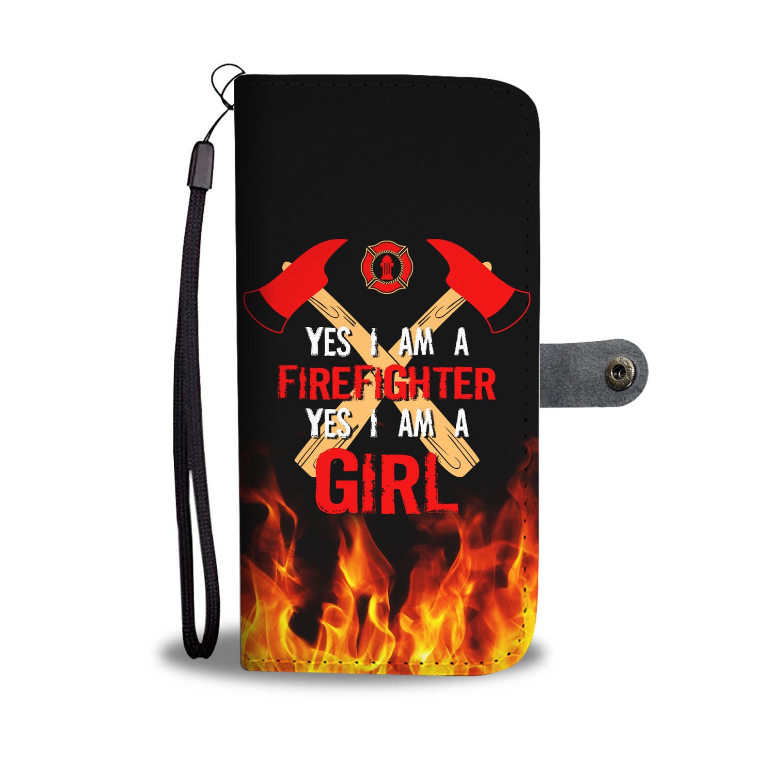 Yes I'm A Firefighter Girl Wallet Phone Case - firefighter bestseller