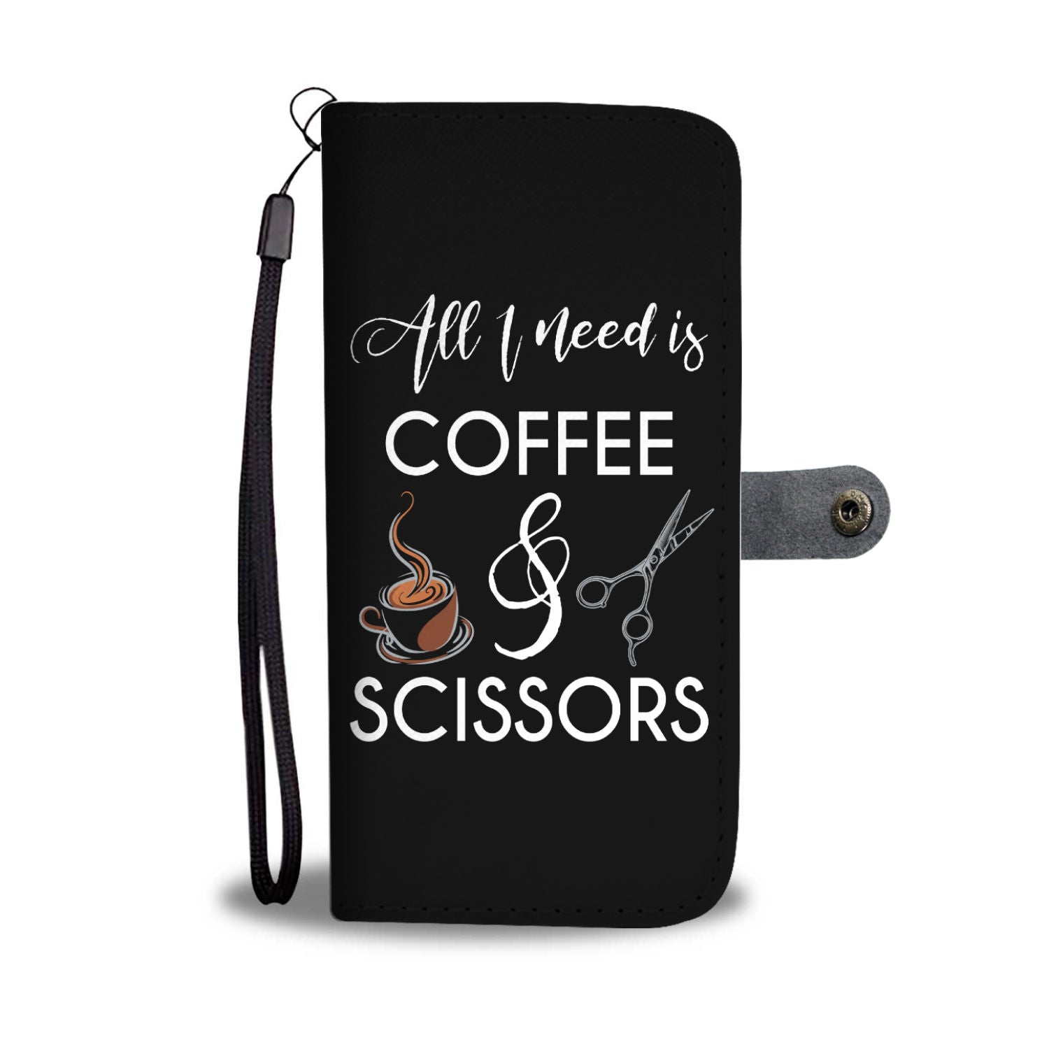 Coffee and Scissors Wallet Phone Case