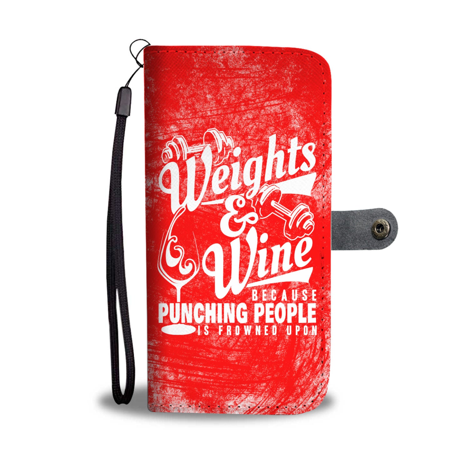 Weights and Wine Wallet Phone Case