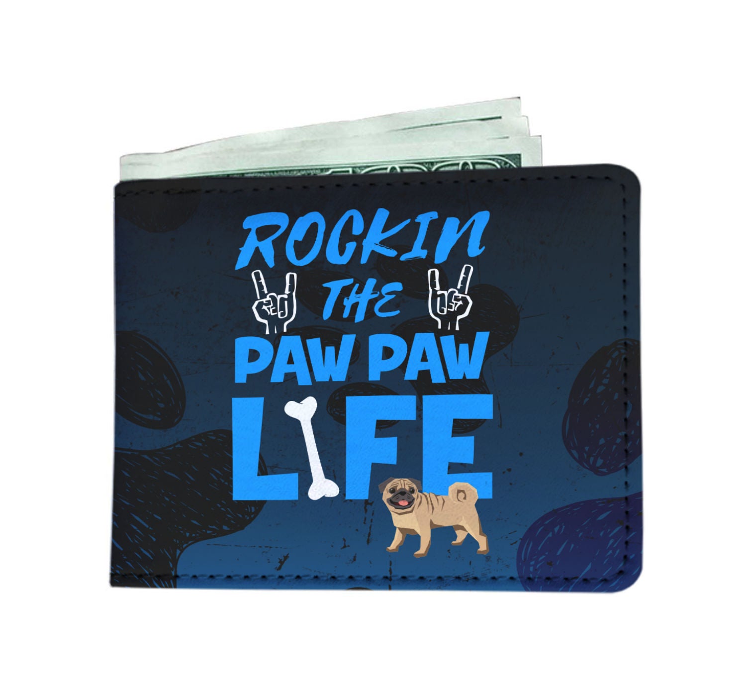 Rockin Paw Paw Life Pug Mens Wallet