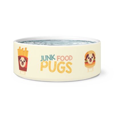 Junk Food Pugs Dog Bowl