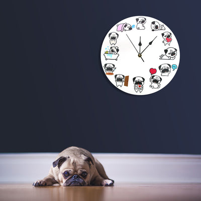 Cartoon Pug Wall Clock