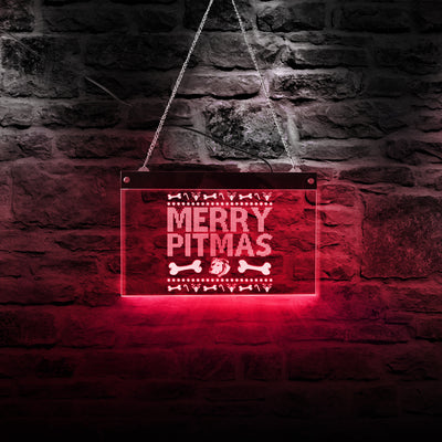 Merry Pitmas LED Neon Hanging Board