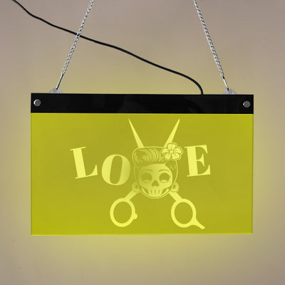 Love Shears Hairstylist LED Neon Hanging Board