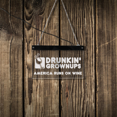 Drunkin' Grownups Wine LED Neon Hanging Board