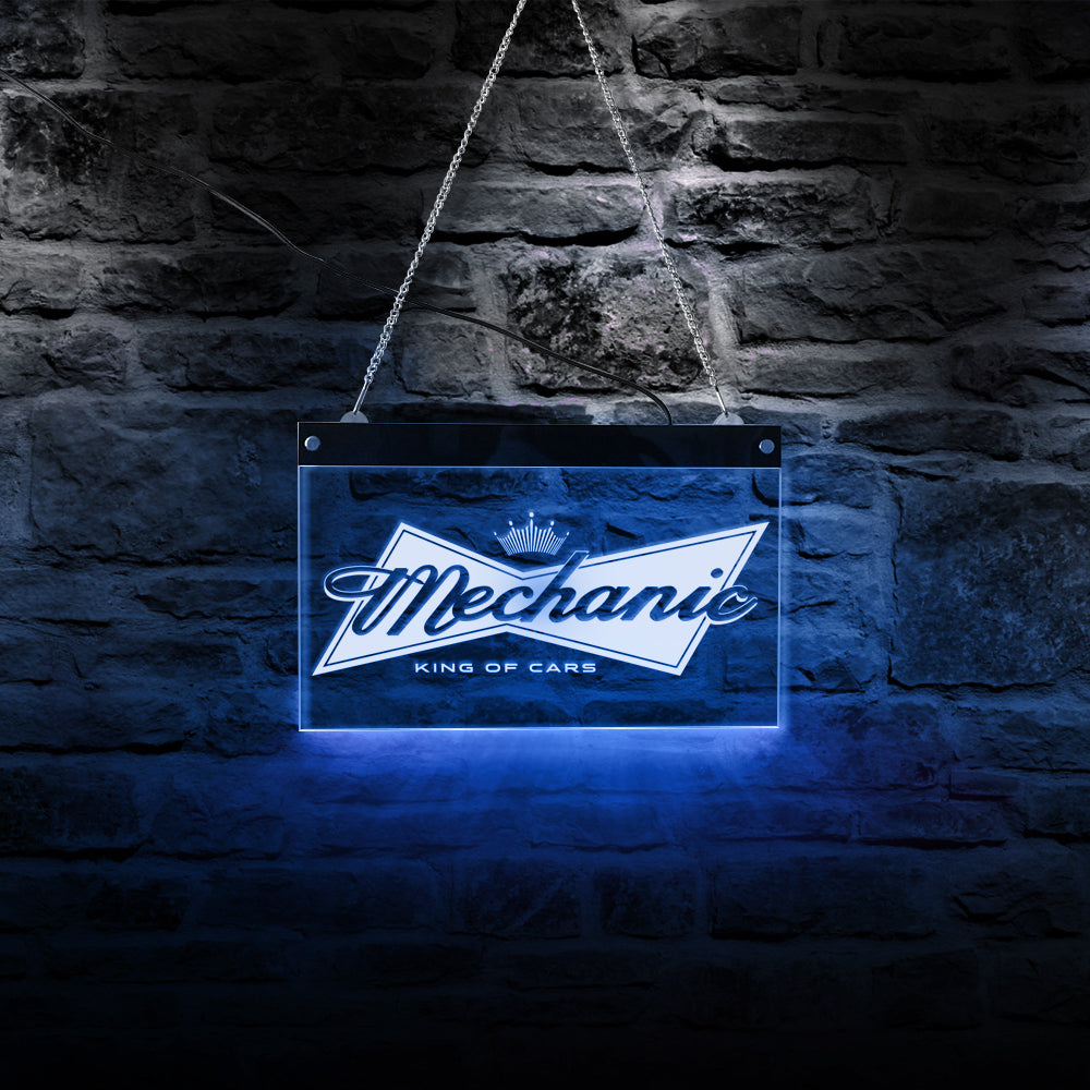 Mechanics King of Jobs LED Neon Hanging Board