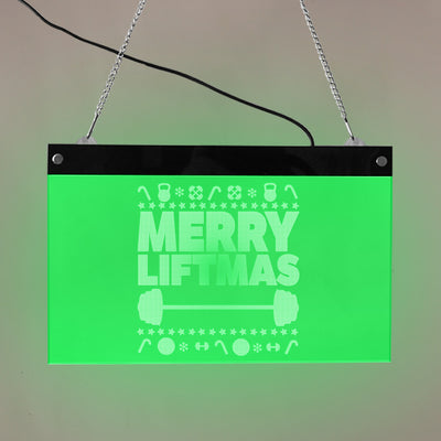 Merry Liftmas Barbell LED Neon Hanging Board