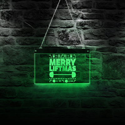 Merry Liftmas Barbell LED Neon Hanging Board