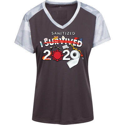 I Sanitized 2020 - Ladies' CamoHex Colorblock T-Shirt