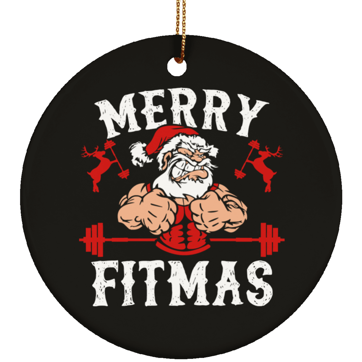 Merry Fitmas Santa Ornament