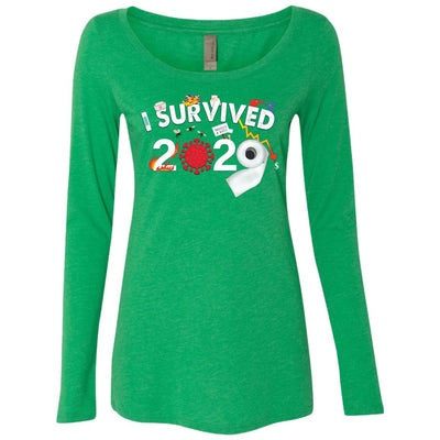 I Survived 2020 - Ladies' Triblend LS Scoop